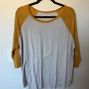 Maurices Mustard and White Striped Long Sleeve Top